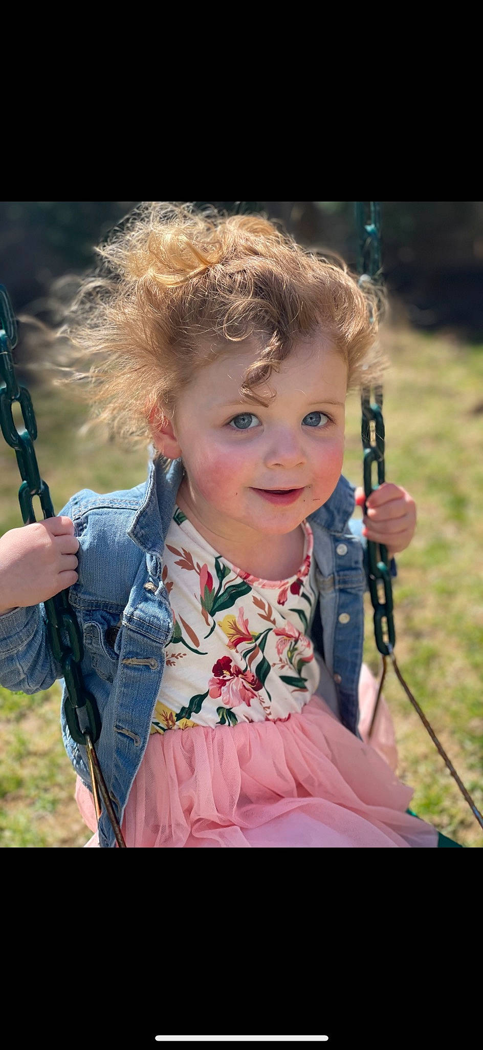 Madison joined the competition — help win amazing prizes! beauty, child, eye, face, flash_photography, fun, grass, hairstyle, happy, head, human, iris, jewellery, people_in_nature, person, product, recreation, skin, smile, swing