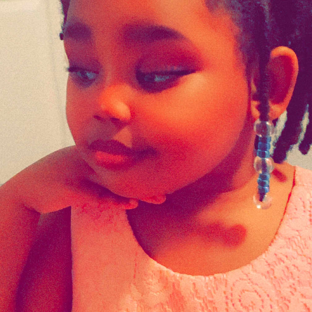 Aubree joined the competition — help win amazing prizes! beads, braids, child, childhood, cute, earrings, face, fashion, girl, hair, hand, indoor, lace, person, pink_dress, portrait, pose, smile, soft_light, young