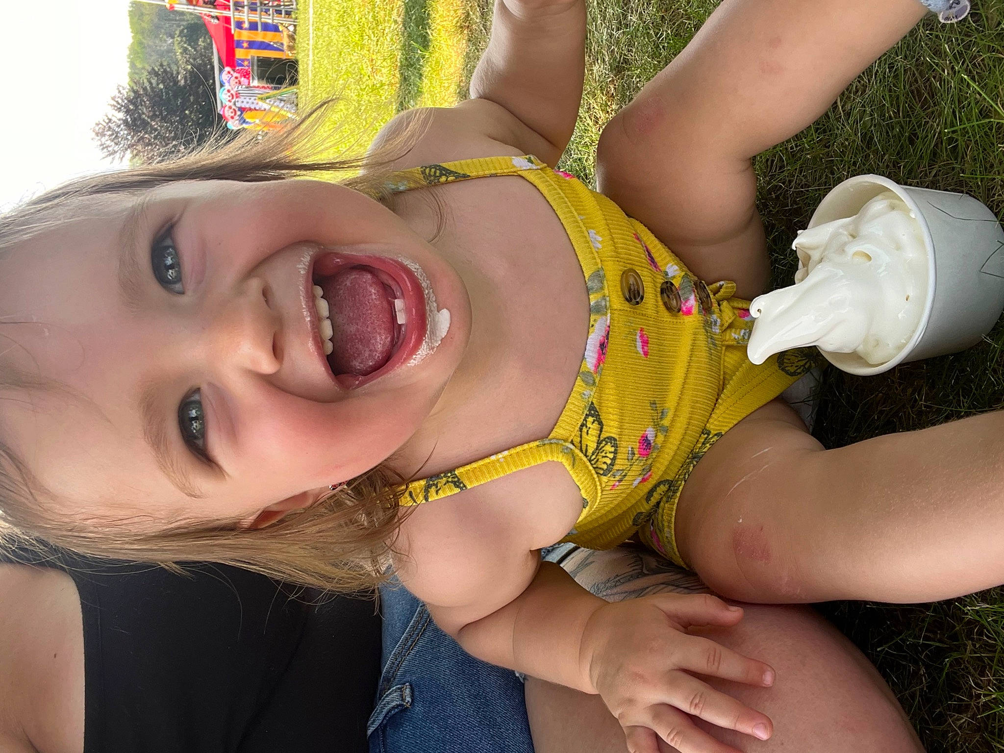 Maxine joined the competition — help win amazing prizes! arm, chest, eyelash, face, finger, fun, gesture, grass, hand, happy, mouth, nail, neck, nose, person, skin, smile, thigh, thumb, toddler