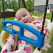 Elowynn joined the competition — help win amazing prizes! baby, car, chair, face, furniture, grass, head, nature, outdoorplayarea, outdoors, park, person, photography, plant, playarea, portrait, swing, toy, transportation, vehicle