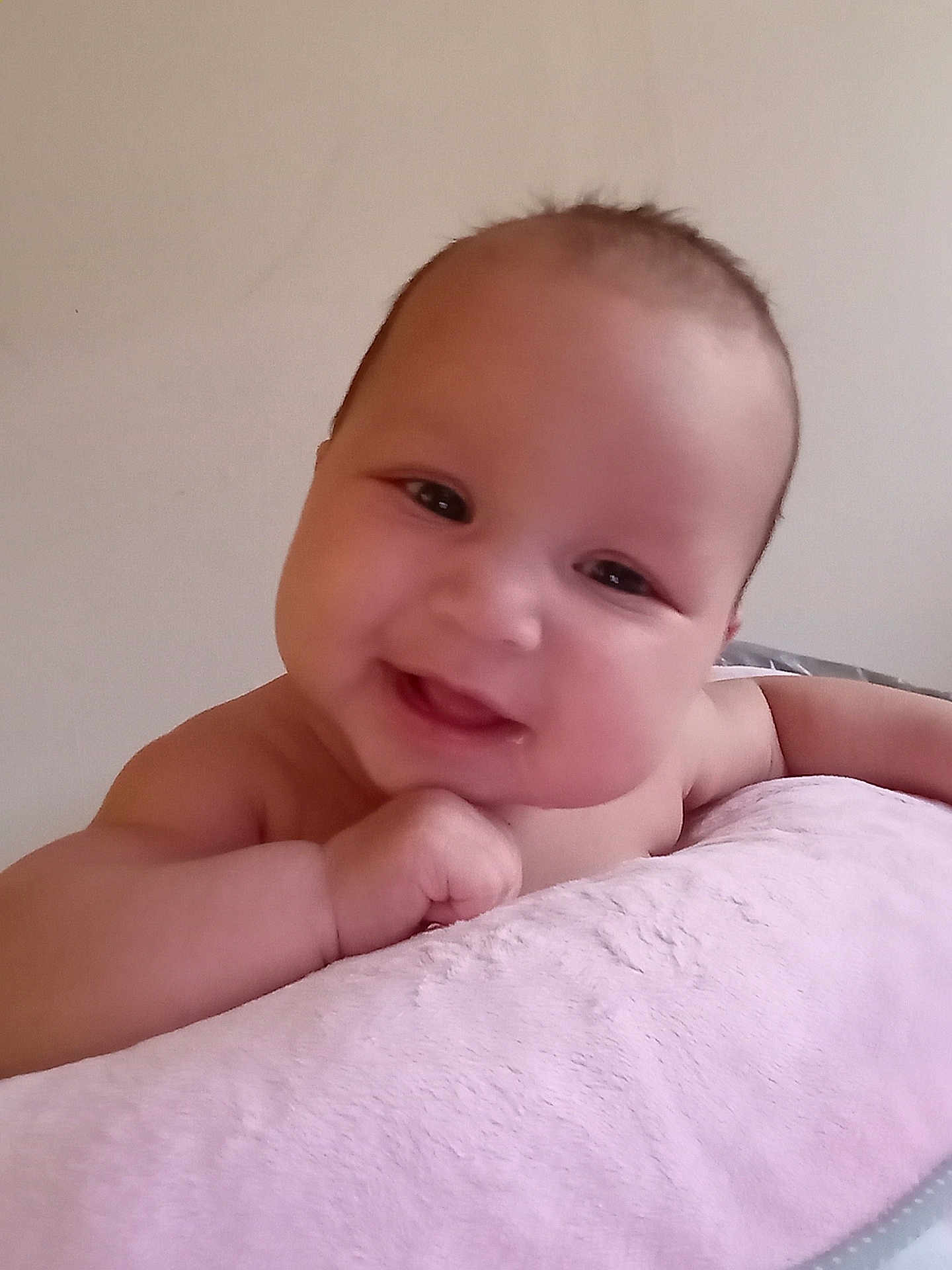 Elowynn joined the competition — help win amazing prizes! baby, babylaughing, blanket, bodypart, cushion, face, finger, hand, happy, head, homedecor, laughing, mouth, newborn, person, photography, portrait, smile, towel