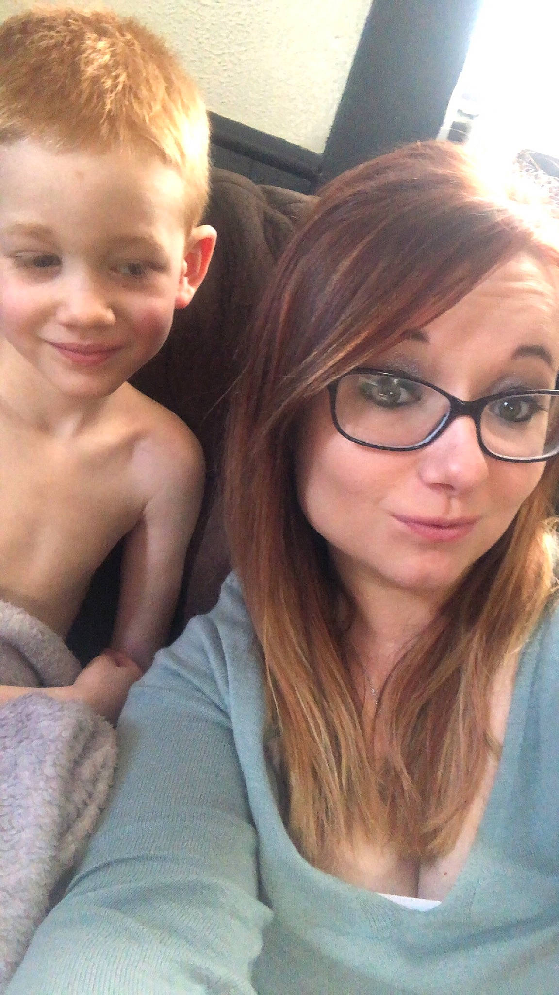 Emerson joined the competition — help win amazing prizes! blond, brown_hair, child, daughter, eyewear, face, glasses, hair, hair_coloring, hairstyle, joy, long_hair, mother, nose, person, photography, selfie, sibling, smile, vision_care