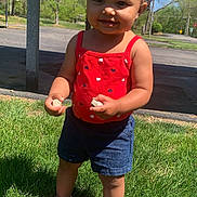 Brooklyn joined the competition — help win amazing prizes! child, clothing, face, female, footwear, girl, grass, head, nature, outdoors, pants, park, person, photography, plant, portrait, shoe, shorts, summer, tree