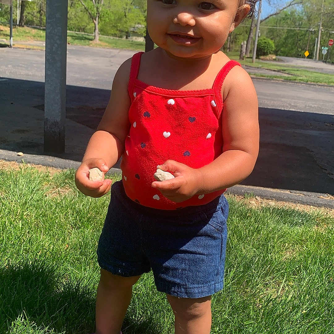 Brooklyn joined the competition — help win amazing prizes! child, clothing, face, female, footwear, girl, grass, head, nature, outdoors, pants, park, person, photography, plant, portrait, shoe, shorts, summer, tree