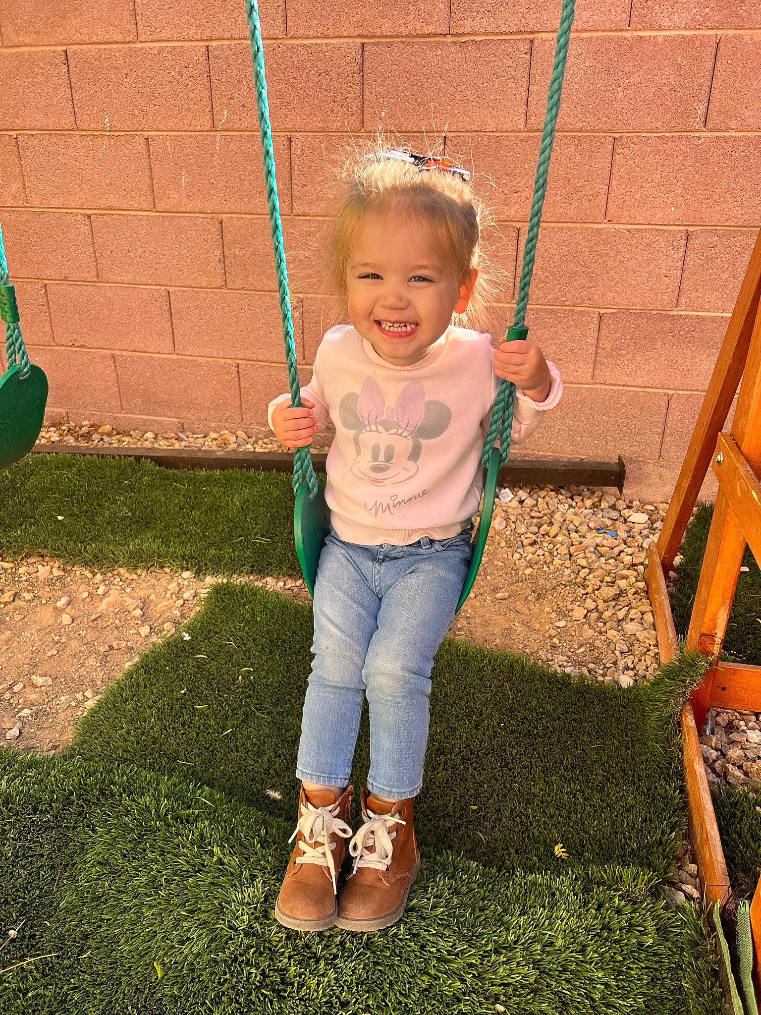 Emory joined the competition — help win amazing prizes! baby, baby_toddler_clothing, child, city, fun, grass, green, happy, joy, lawn, leisure, outdoor_play_equipment, people_in_nature, person, plant, play, public_space, recreation, smile, sunlight