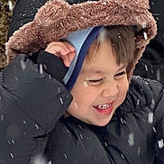 Romeo joined the competition — help win amazing prizes! child, smiling, winter, snow, jacket, hood, outdoor, happy, cold, clothing, face, cute, playful, frost, weather, portrait, warm, fun, nature, season