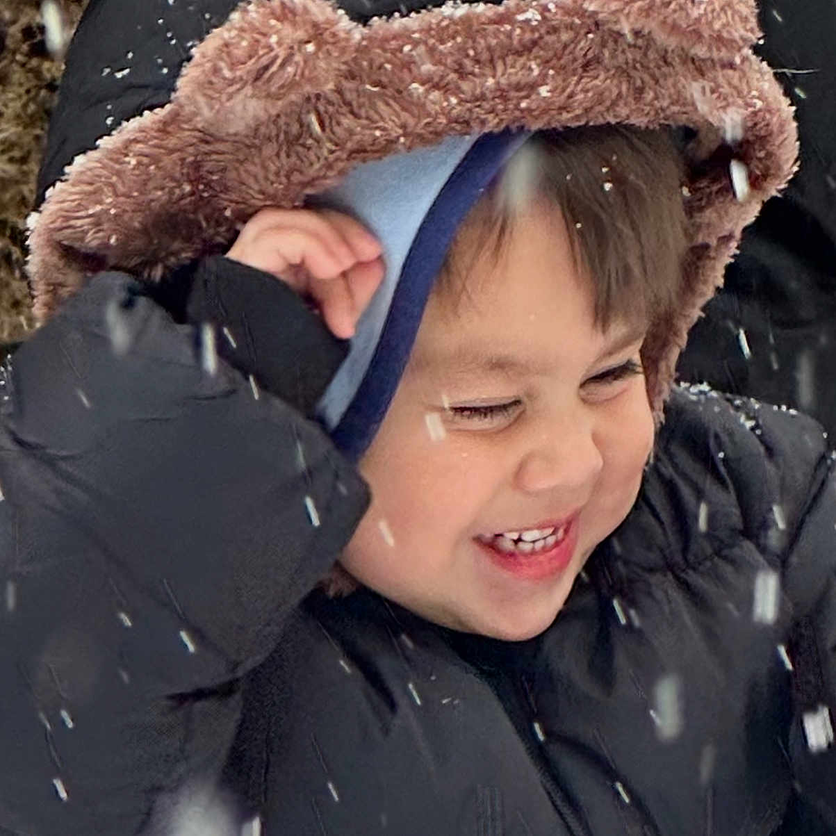 Romeo joined the competition — help win amazing prizes! child, clothing, cold, cute, face, frost, fun, happy, hood, jacket, nature, outdoor, playful, portrait, season, smiling, snow, warm, weather, winter