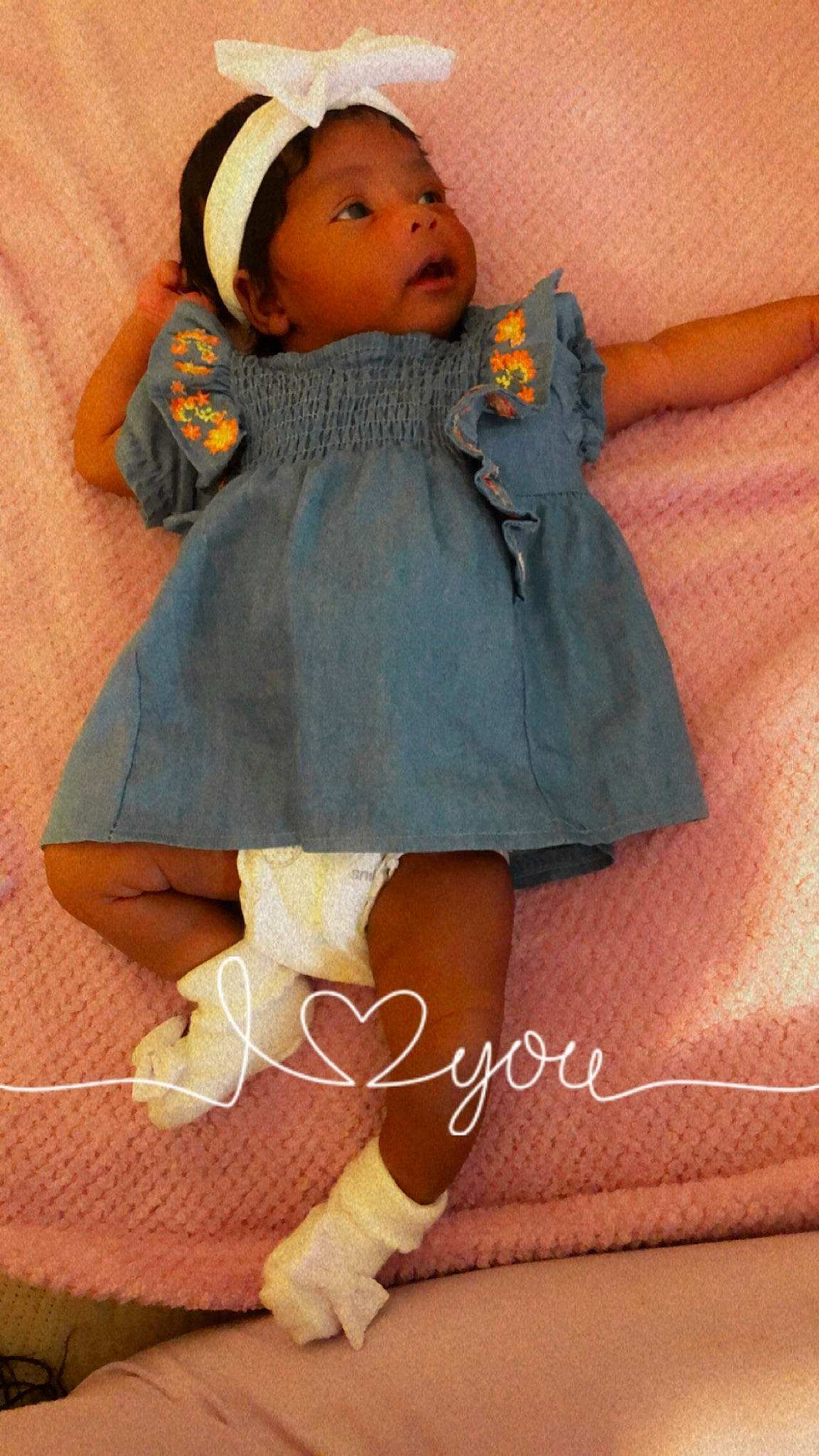 Kylah joined the competition — help win amazing prizes! baby, baby_toddler_clothing, cap, comfort, doll, dress, hairstyle, iris, knee, leg, outerwear, person, pink, product, sleeve, sock, textile, thigh, toddler, toy