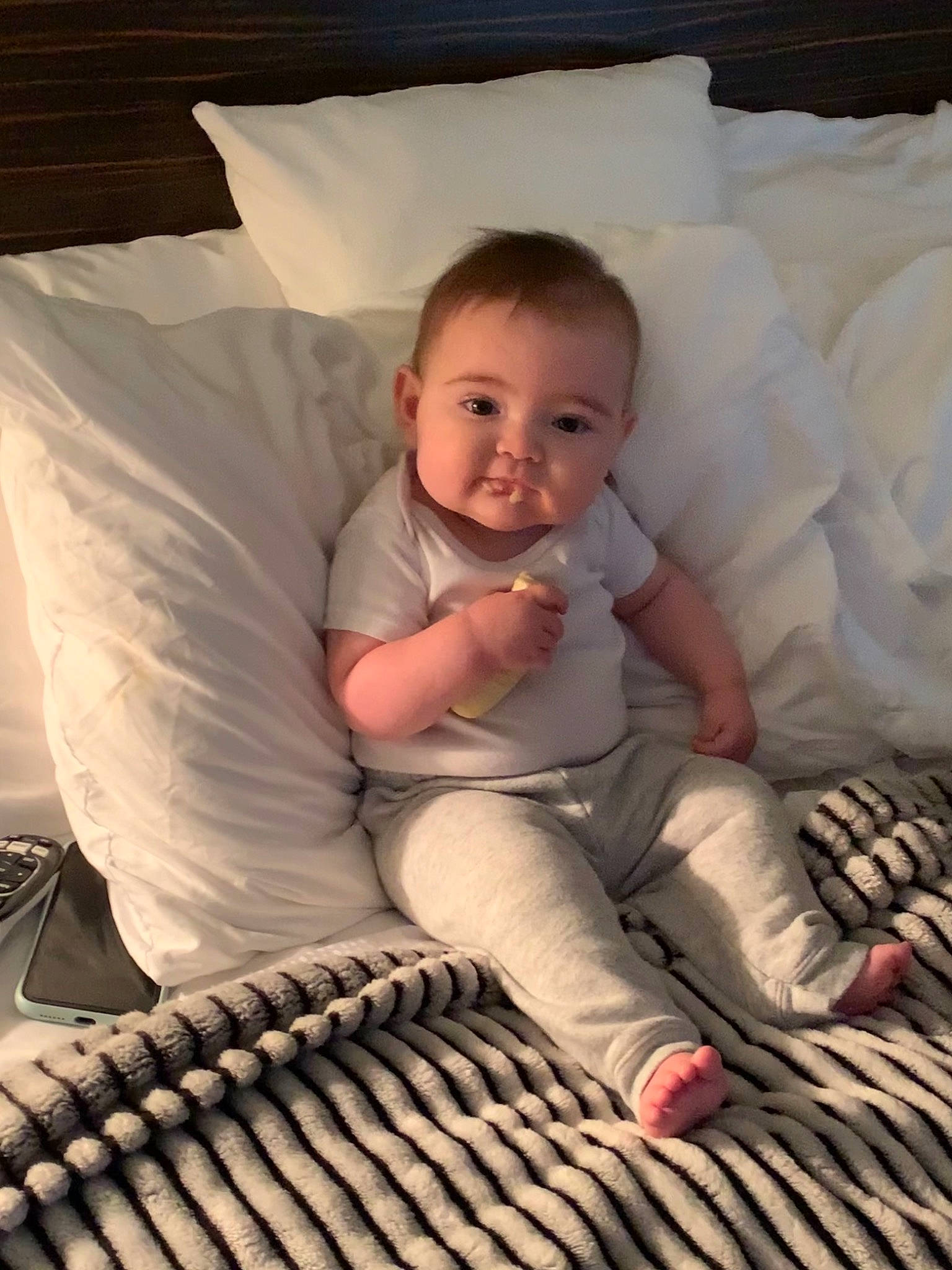 Aiyana is registered to the contest to win money with this photo: baby, baby_toddler_clothing, child, comfort, flash_photography, flooring, foot, fun, hairstyle, lap, leg, linens, person, sitting, skin, smile, sneakers, t_shirt, textile, toddler