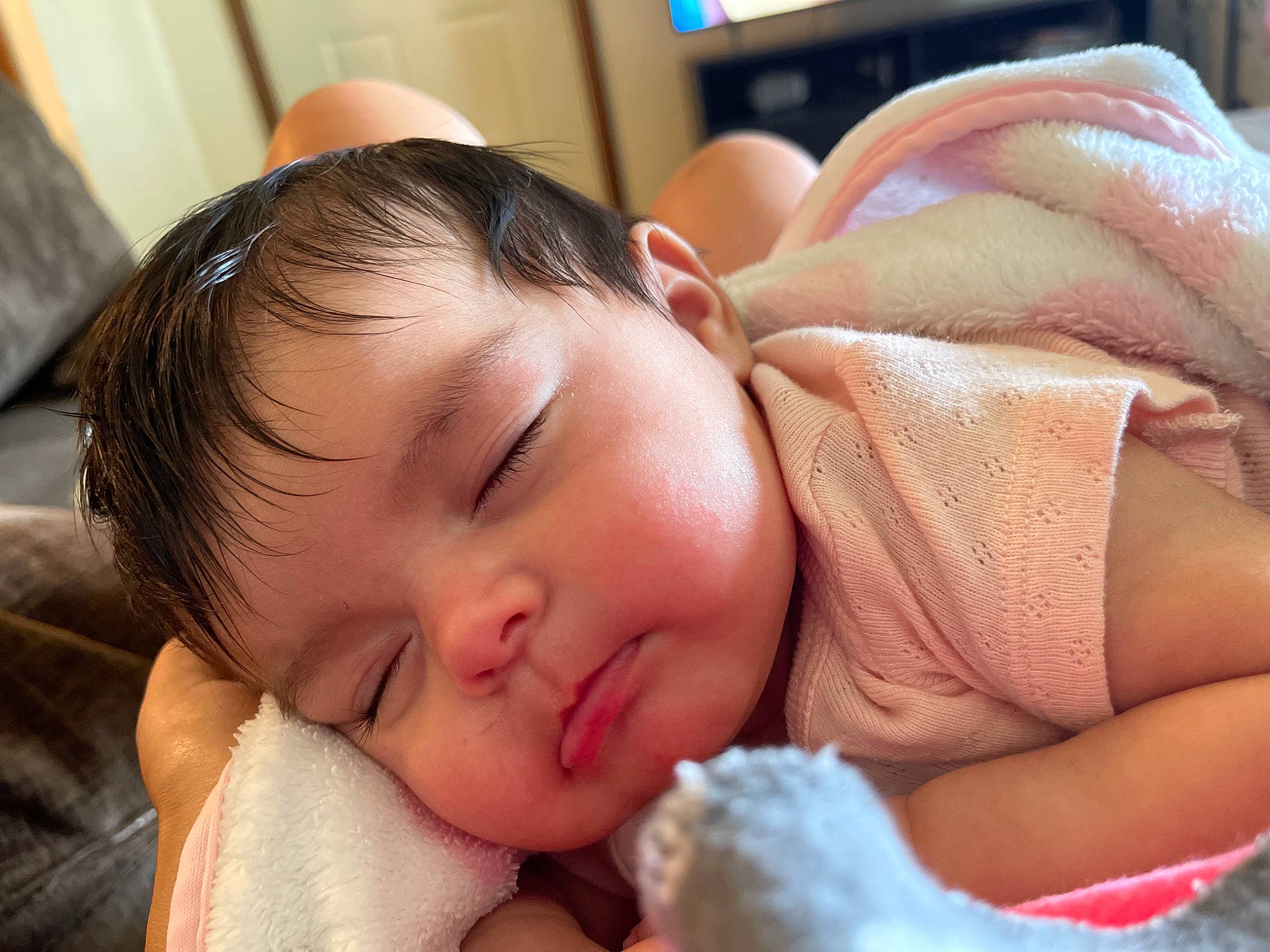 Aiyana joined the competition — help win amazing prizes! baby, baby_sleeping, baby_toddler_clothing, bedtime, cheek, child, childbirth, comfort, ear, eyelash, facial_expression, finger, happy, linens, mouth, nose, person, product, room, skin