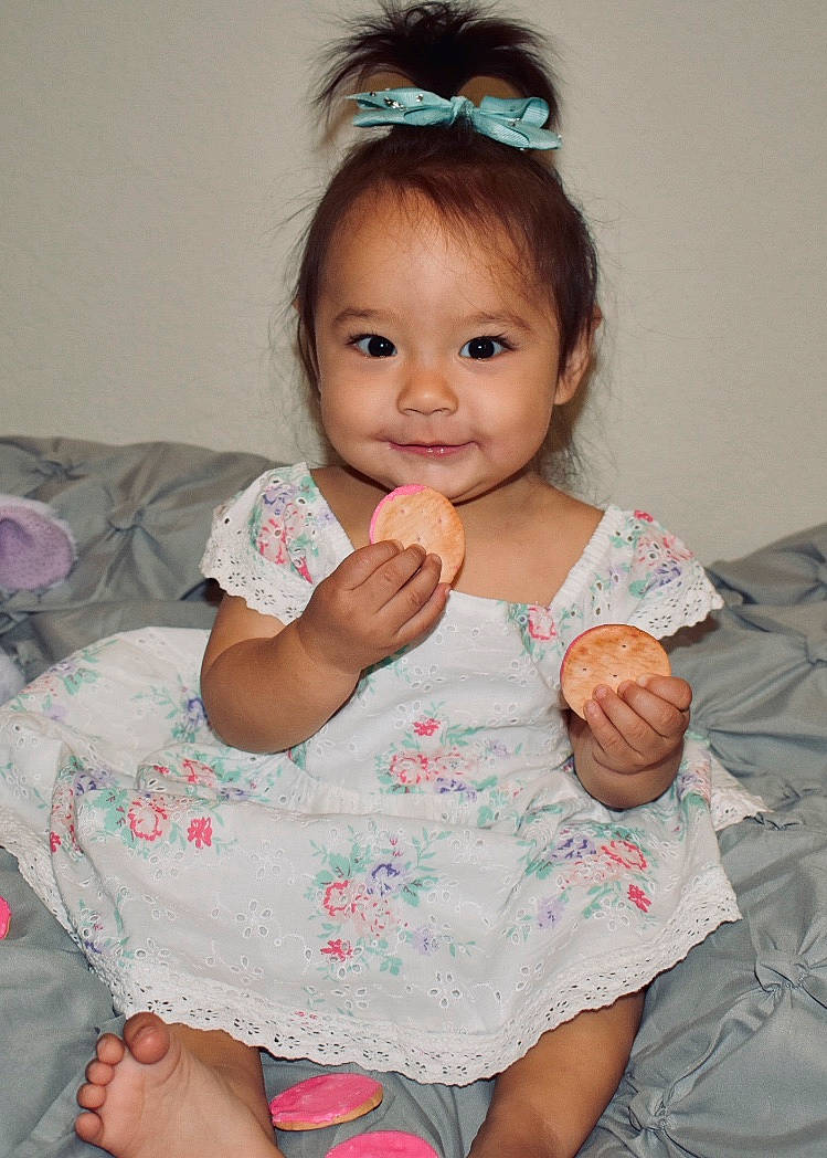 Kamia joined the competition — help win amazing prizes! baby, baby_toddler_clothing, beauty, black_hair, cheek, child, ear, eye, finger, hair_accessory, iris, joy, person, pink, skin, smile, toddler