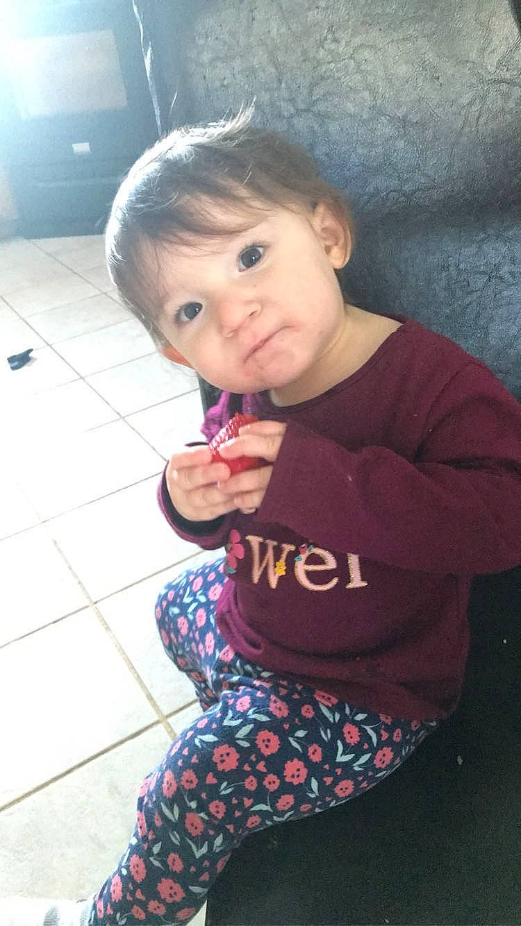 Jayda is registered to the contest to win money with this photo: baby_toddler_clothing, black, cheek, clothing, eye, face, hair, hand, happy, head, iris, joint, lip, mouth, nose, person, pink, skin, sleeve, t_shirt