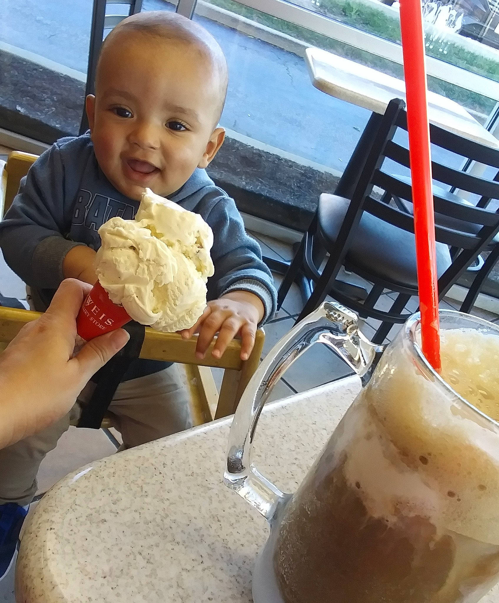 Gavin joined the competition — help win amazing prizes! cafe_au_lait, chocolate_milk, coffee, cuisine, dish, drinking_straw, egg_cream, fast_food, food, hong_kong_style_milk_tea, iced_coffee, ingredient, milkshake, person, pint_glass, plate, smile, soft_drink, table, tableware