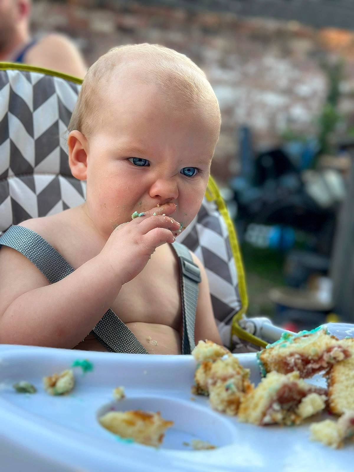 Freddie is registered to the contest to win money with this photo: baby, biting, chair, comfort_food, cuisine, desk, eating, event, fast_food, finger_food, food, food_craving, fried_food, ingredient, person, plate, recipe, sweetness, table, tableware