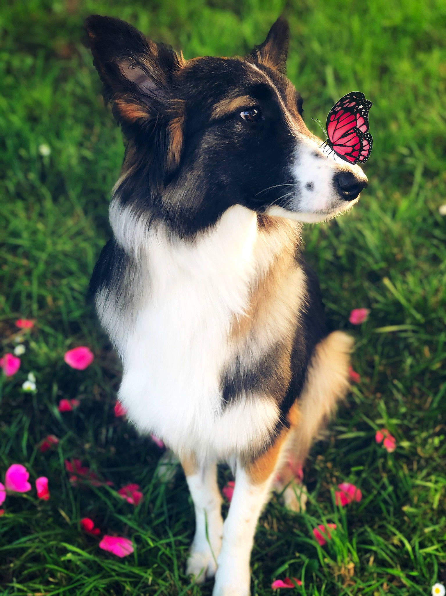 Iska a rejoint le concours — aidez-le/la à gagner de superbes lots ! australian_collie, border_collie, canidae, carnivore, collie, companion_dog, dog, dog_breed, flower, grass, herding_dog, mammal, plant, rare_breed_dog, scotch_collie, snout, sporting_group, vertebrate, welsh_sheepdog, working_dog