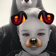Dawson is registered to the contest to win money with this photo: art, black, carmine, fictional_character, fun, fur, happy, head, livestock, mammal, mouth, nose, organ, photograph, snapshot, snout, textile, toy, vertebrate, white