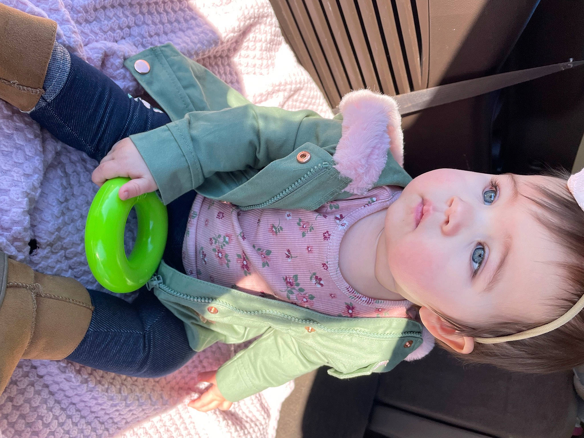 Reagan joined the competition — help win amazing prizes! arm, auto_part, baby, baby_products, baby_toddler_clothing, car_seat, cheek, child, comfort, fun, gesture, human, nail, pattern, person, product, sitting, skin, sleeve, textile