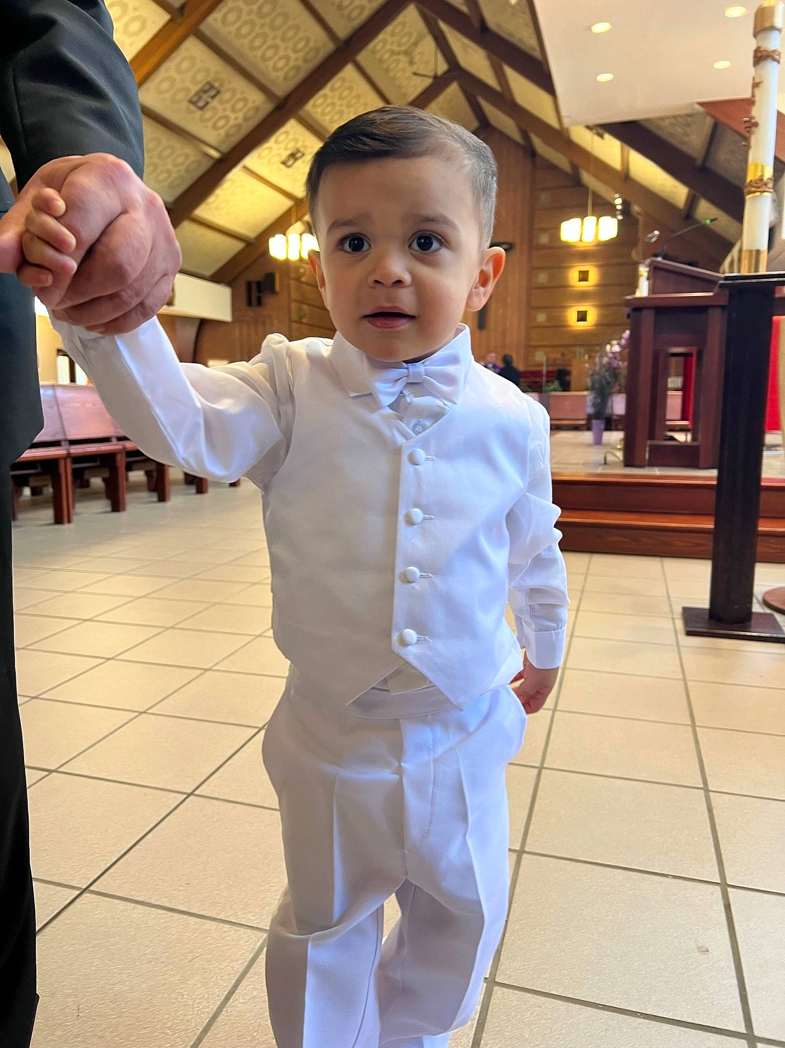 Joshua joined the competition — help win amazing prizes! baby, baby_toddler_clothing, child, collar, dress_shirt, event, fashion_design, flooring, formal_wear, fun, gesture, happy, joint, person, sleeve, standing, suit, thumb, tie, toddler