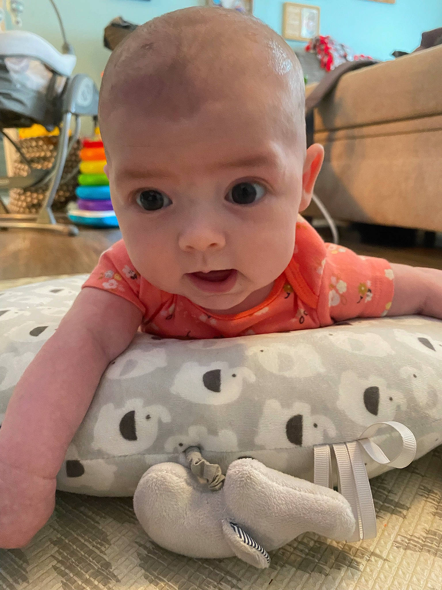 Gemma joined the competition — help win amazing prizes! baby, baby_products, baby_toddler_clothing, carmine, cheek, child, comfort, floor, flooring, fun, human_body, mammal, mouth, nose, pattern, person, personal_protective_equipment, room, sitting, toddler