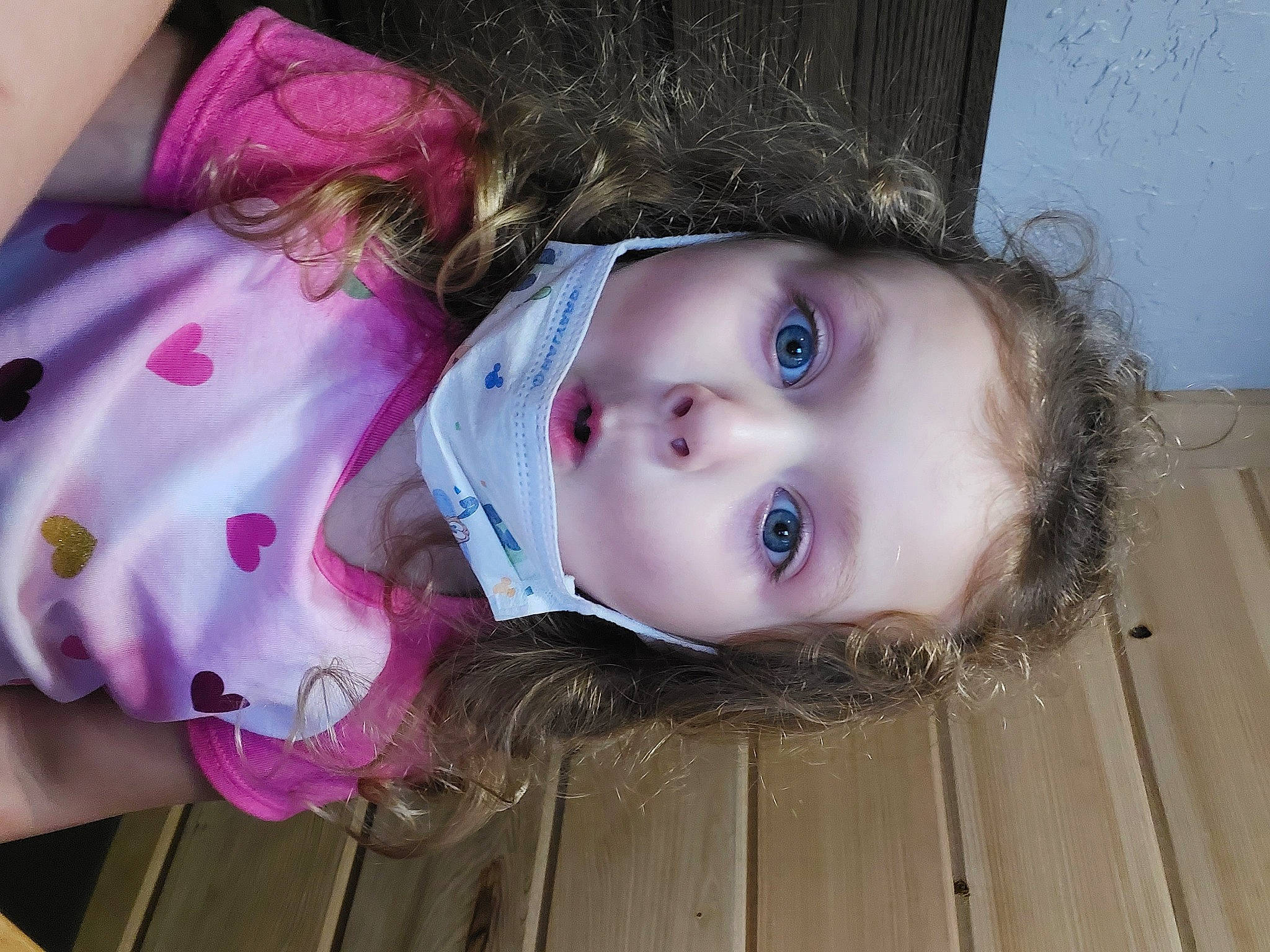 Oaklyn is registered to the contest to win money with this photo: bangs, blond, brown_hair, cheek, child, doll, eye, eyebrow, eyelash, fashion_accessory, iris, lip, magenta, nose, person, pink, purple, skin, surprise, violet