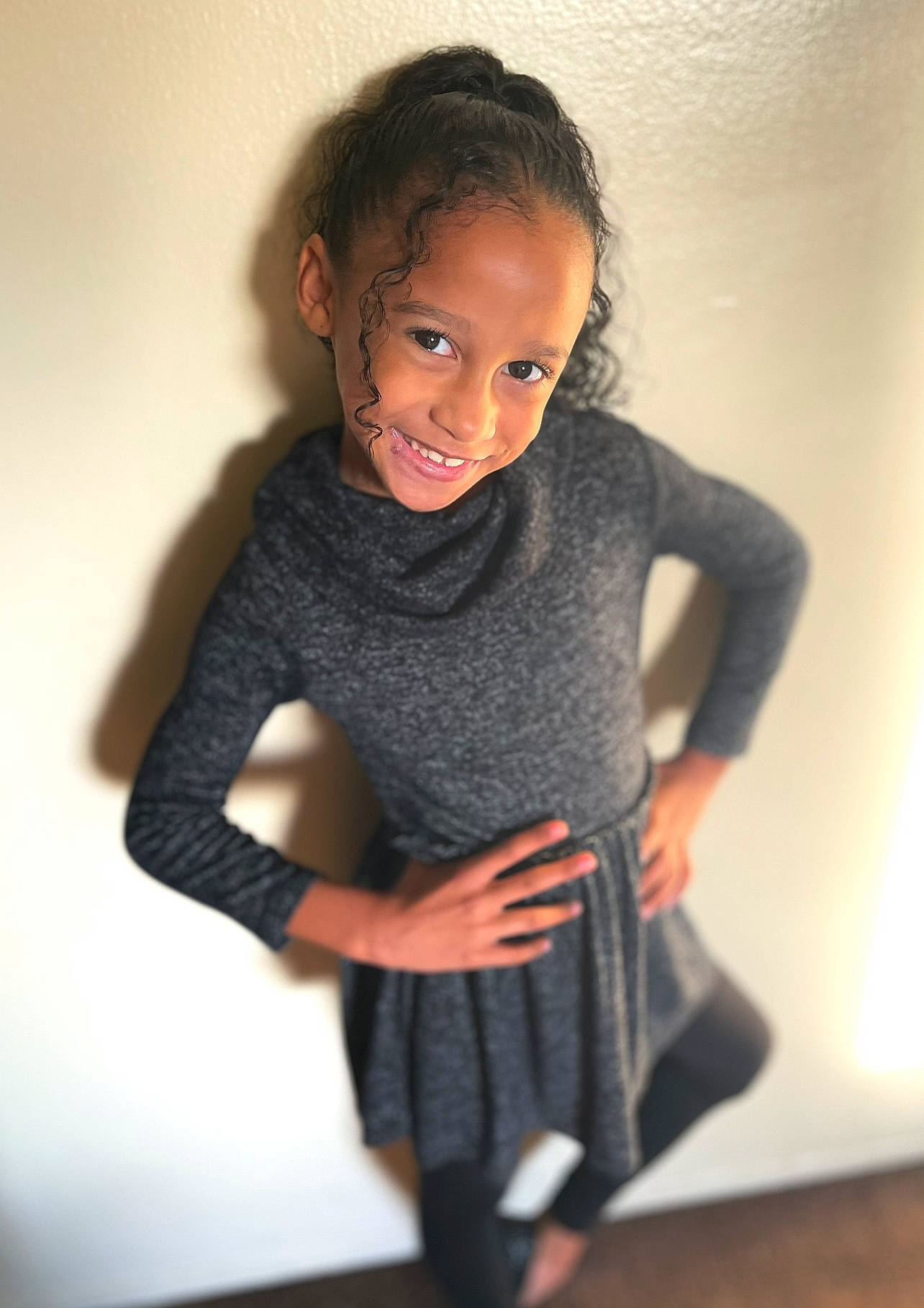 Emma joined the competition — help win amazing prizes! arm, black_hair, day_dress, dress, dress_shirt, flash_photography, gesture, hair, happy, head, human_body, joy, knee, neck, one_piece_garment, person, shoulder, sleeve, smile, t_shirt