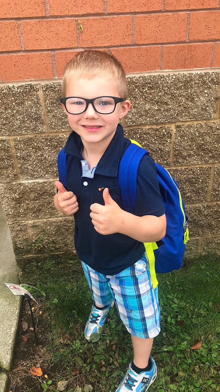 Kilby joined the competition — help win amazing prizes! child, design, electric_blue, glasses, grass, joy, pattern, person, plaid, smile, t_shirt, tartan, toddler, uniform