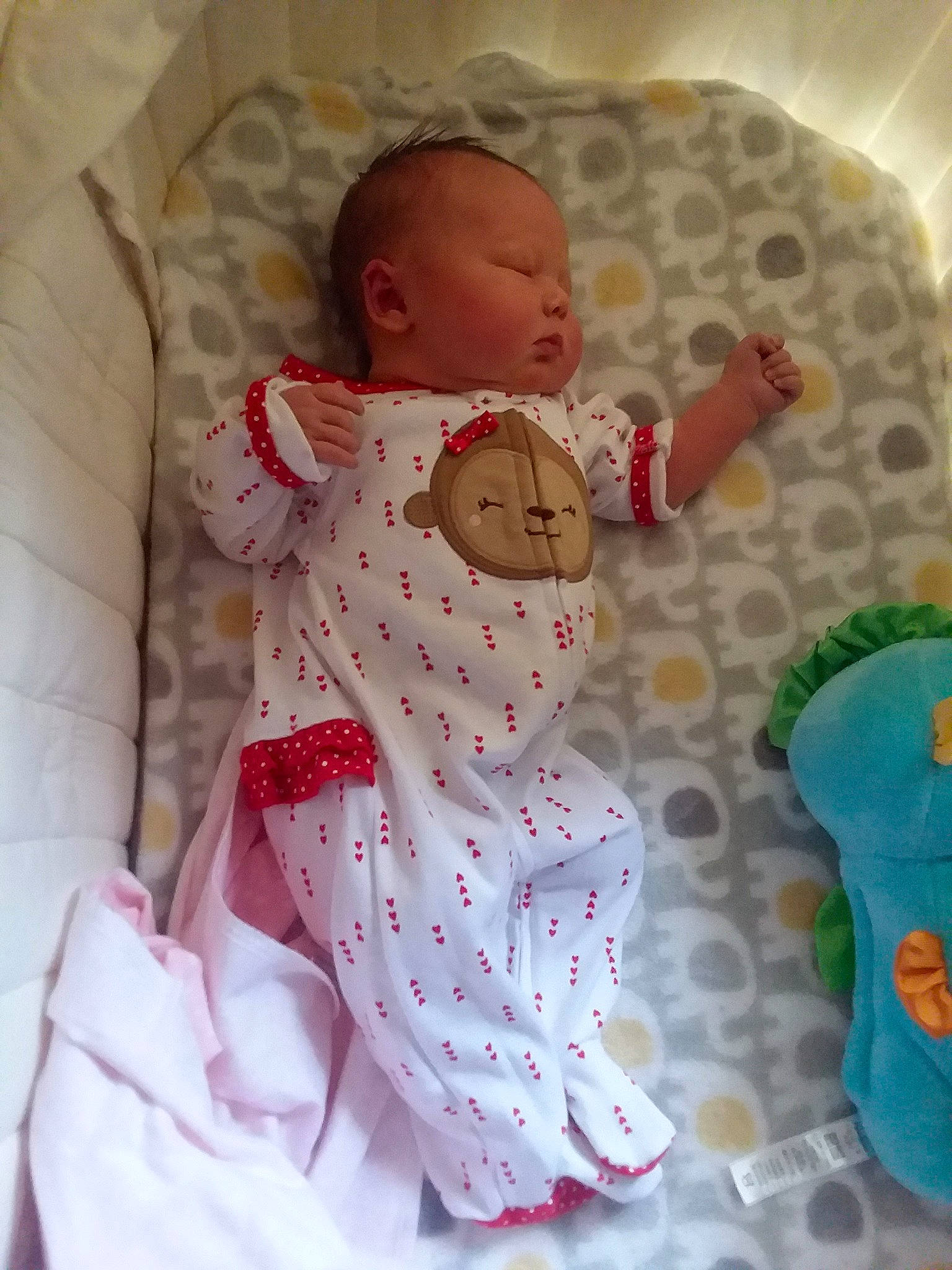 Danika is registered to the contest to win money with this photo: baby_products, baby_toys, bed, bedtime, child, doll, girl, infant, infant_bed, material, person, pink, play, product, skin, textile, toddler, toy