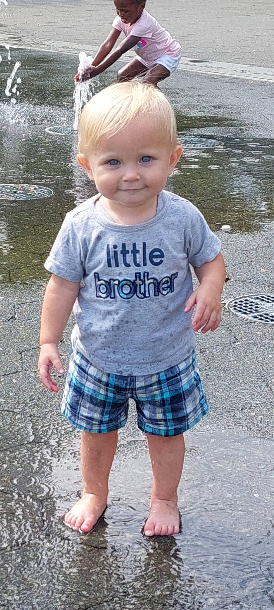 Jack is registered to the contest to win money with this photo: baby_toddler_clothing, child, cool, denim, electric_blue, face, fun, grey, happy, head, joy, pattern, people_in_nature, person, plaid, sleeve, smile, summer, t_shirt, tartan