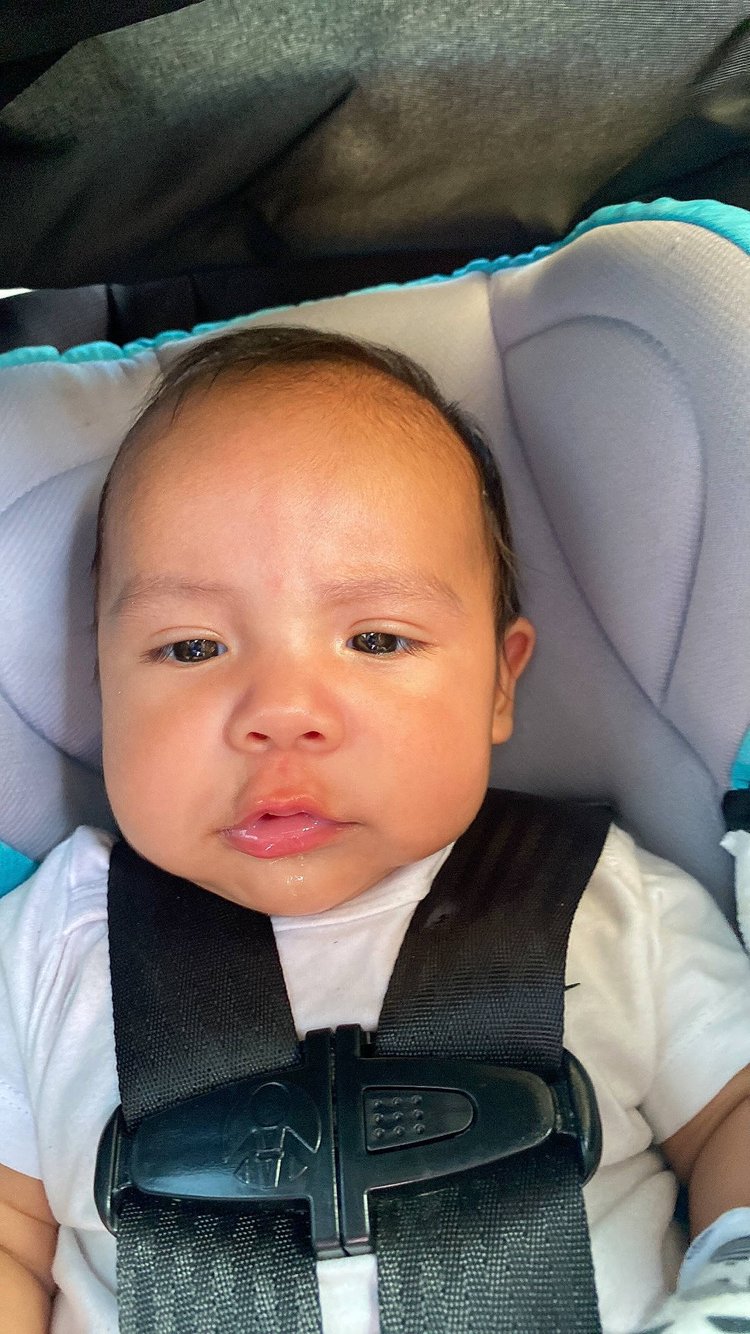 Adriel joined the competition — help win amazing prizes! auto_part, baby, baby_carriage, baby_in_car_seat, baby_products, baby_toddler_clothing, car_seat, cheek, child, comfort, eyebrow, eyelash, face, head_restraint, nose, person, seat_belt, skin, sleeve, toddler
