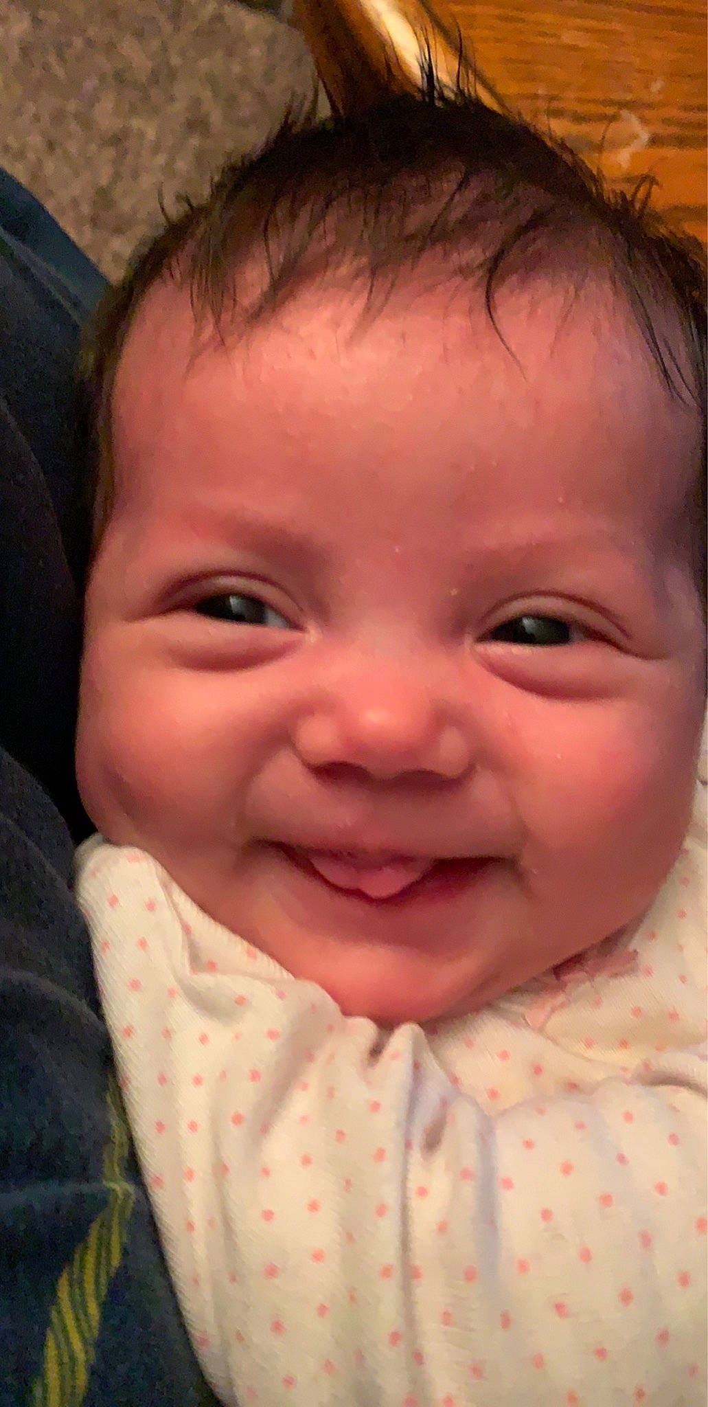 Rozlynn is registered to the contest to win money with this photo: baby, baby_making_funny_faces, cheek, child, chin, close_up, eye, eyebrow, face, facial_expression, forehead, head, iris, joy, lip, mouth, nose, organ, person, skin