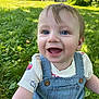 William joined the competition — help win amazing prizes! toddler, child, smiling, happy, blue_eyes, denim_overall, white_shirt, grass, outdoor, nature, sunlight, greenery, face, portrait, baby, cute, laughing, daylight, background_blur, barn