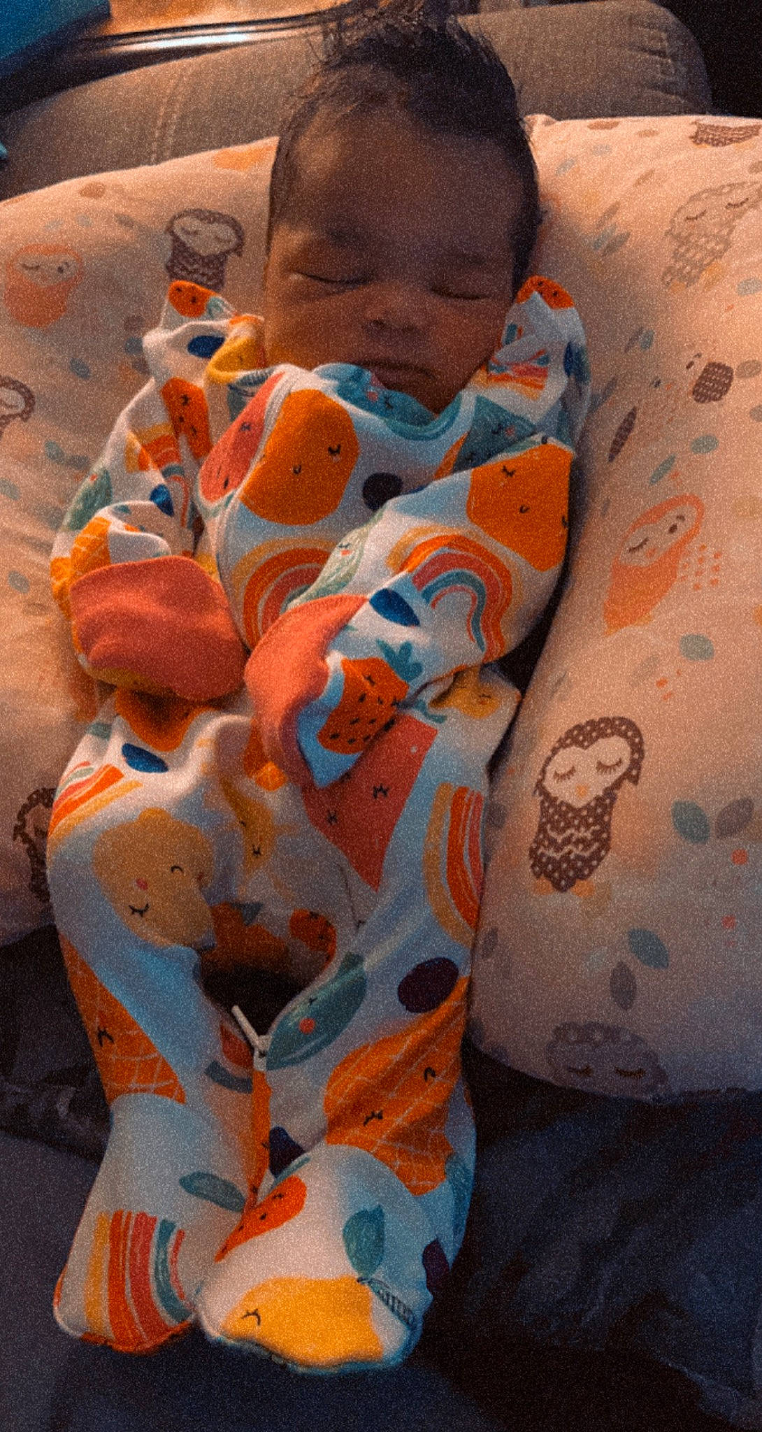 Karlie joined the competition — help win amazing prizes! baby, baby_products, baby_toddler_clothing, chest, child, comfort, flesh, linens, mammal, orange, pattern, peach, person, room, sleeve, textile, toddler, visual_arts