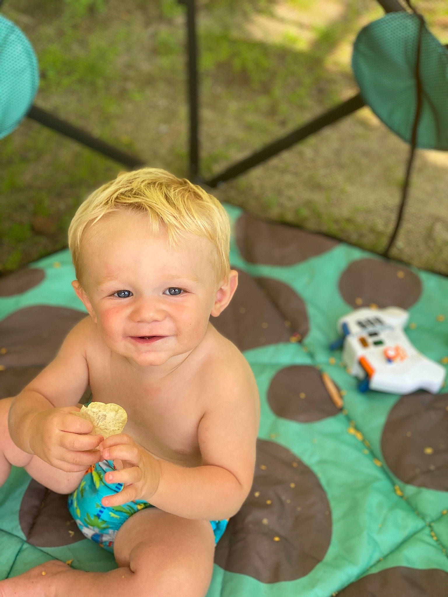 Brysen joined the competition — help win amazing prizes! baby, child, fun, leisure, person, play, skin, smile, summer, toddler, vacation
