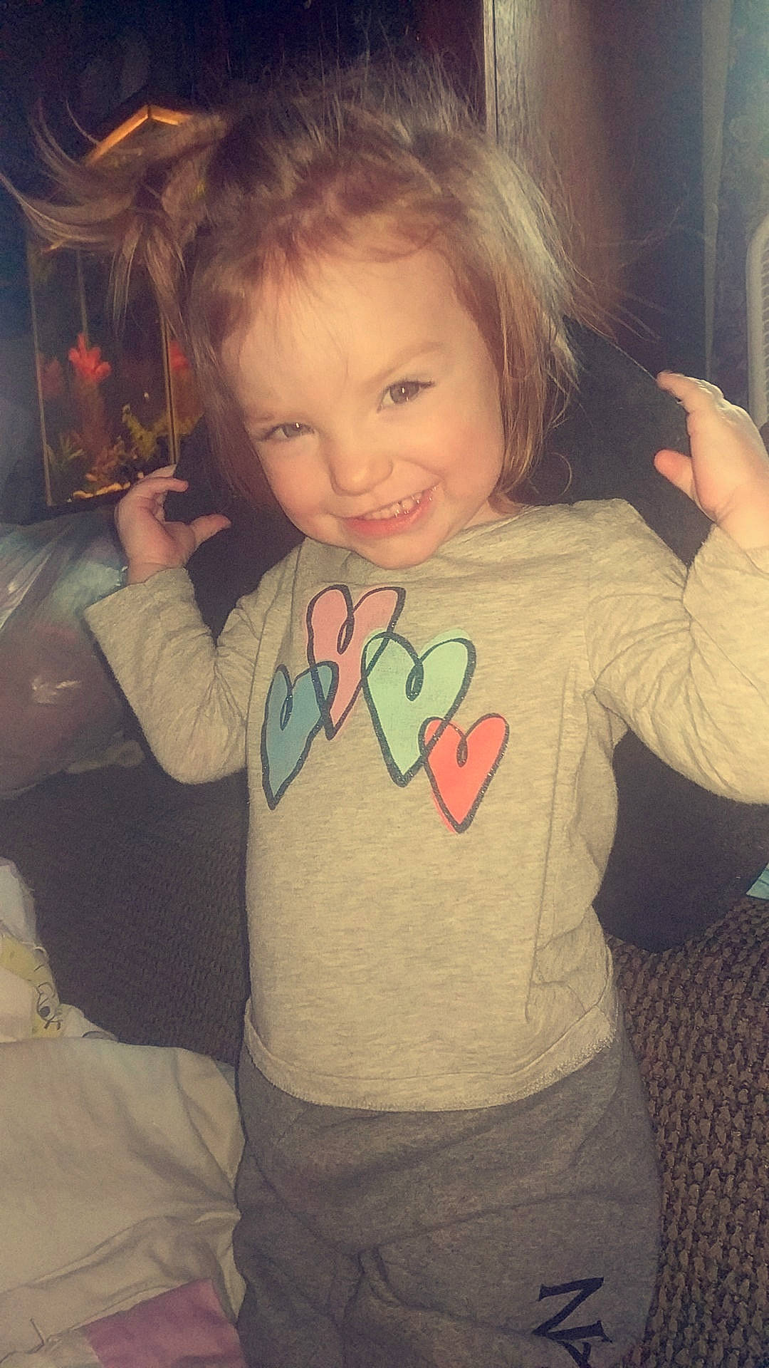 Aliyannah is registered to the contest to win money with this photo: arm, cheek, child, cool, ear, finger, fun, gesture, joy, nose, person, smile, t_shirt, toddler