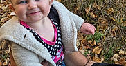 Izzahbella is registered to the contest to win money with this photo: baby, child, infant, smiling, happy, portrait, outdoor, autumn, leaves, grass, nature, forest, person, adult, beard, arms, jacket, sweater, polka_dot_clothing, photography