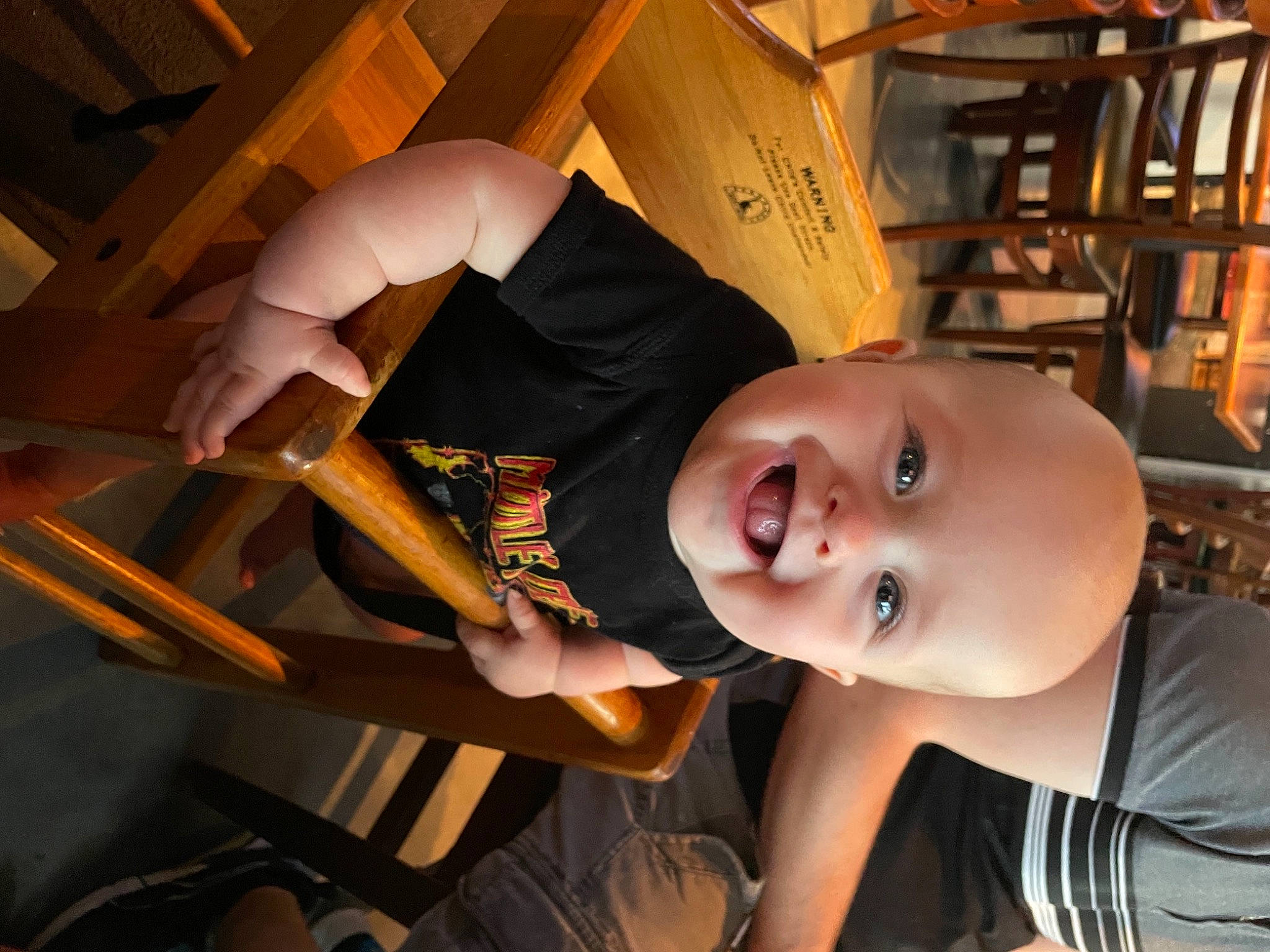 Stevie is registered to the contest to win money with this photo: baby, chair, cheek, child, eye, eyelash, eyewear, flash_photography, fun, happy, hat, jaw, joy, mouth, nose, person, room, sitting, smile, t_shirt