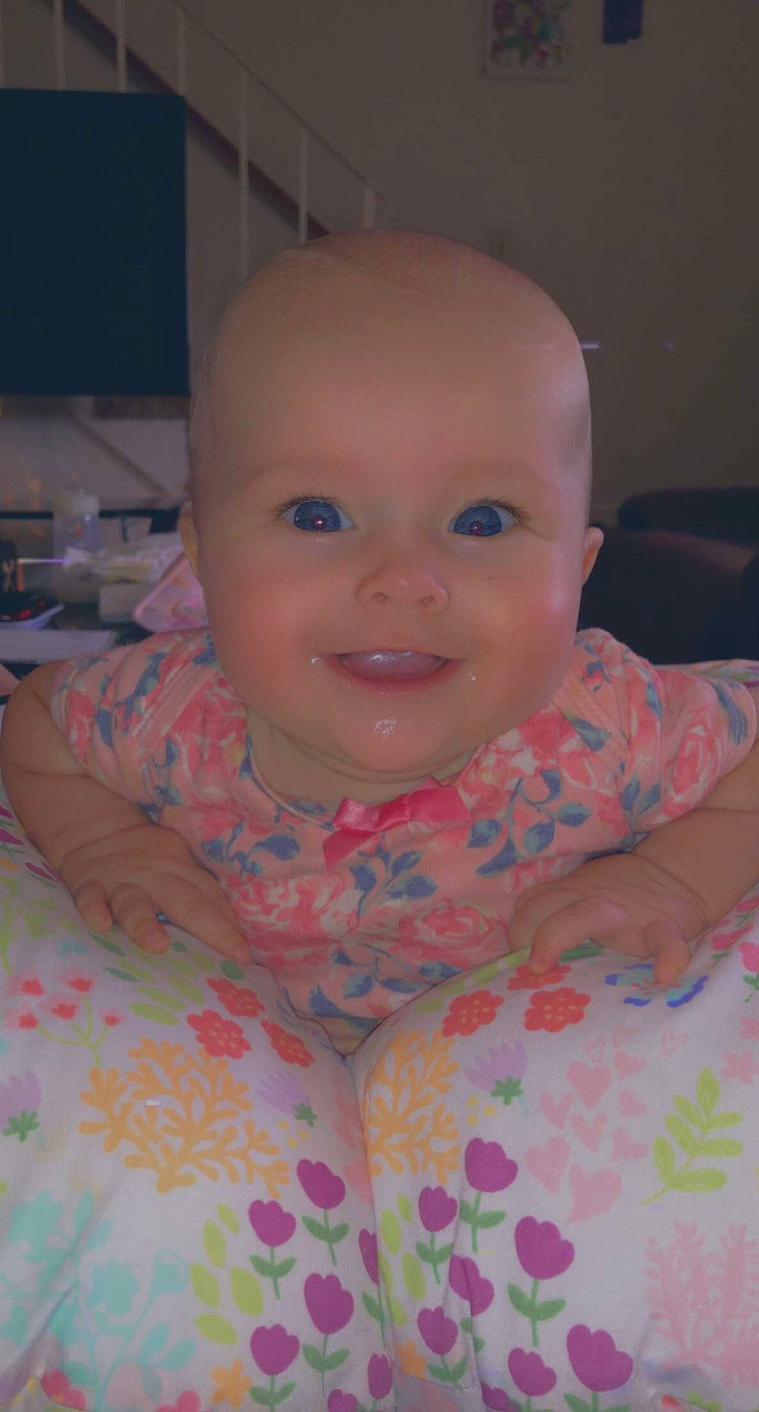 Stevie joined the competition — help win amazing prizes! baby, cheek, chin, crawling, eyebrow, flooring, forehead, fun, hair, happy, iris, joy, linens, lip, mouth, nose, person, pink, skin, smile