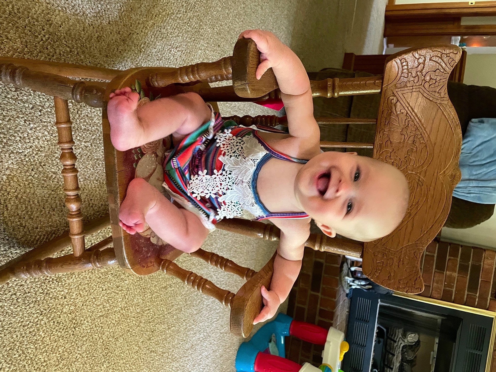 Stevie joined the competition — help win amazing prizes! baby, baby_toddler_clothing, child, eye, facial_expression, flooring, foot, fun, happy, hat, head, human_body, human_leg, joy, pattern, person, room, smile, thigh, toddler