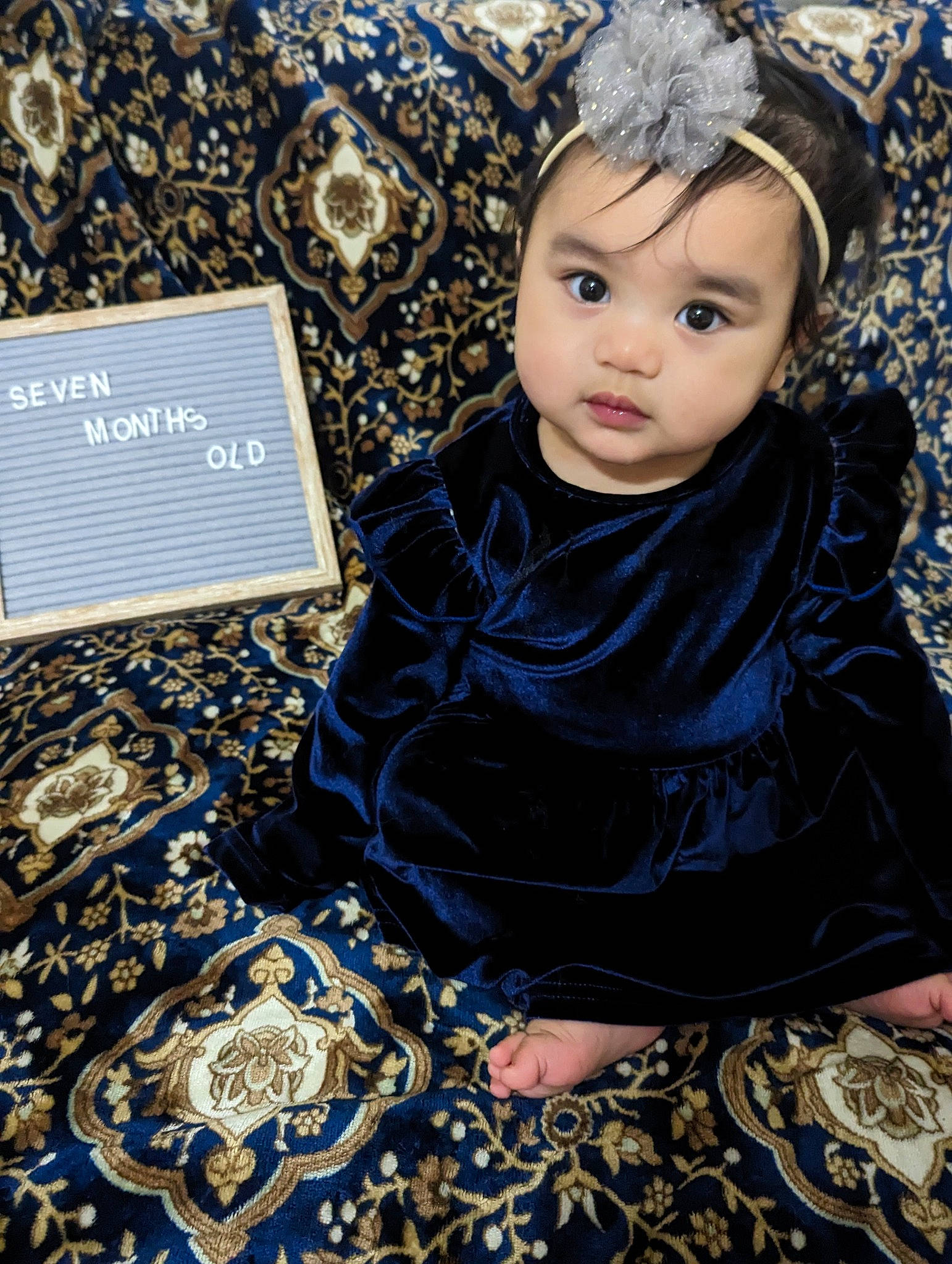 Reylynne Rose joined the competition — help win amazing prizes! baby, baby_toddler_clothing, blue, child, electric_blue, fashion_accessory, flash_photography, flooring, fun, grass, happy, headband, headpiece, pattern, people, person, portrait_photography, sitting, sleeve, toddler