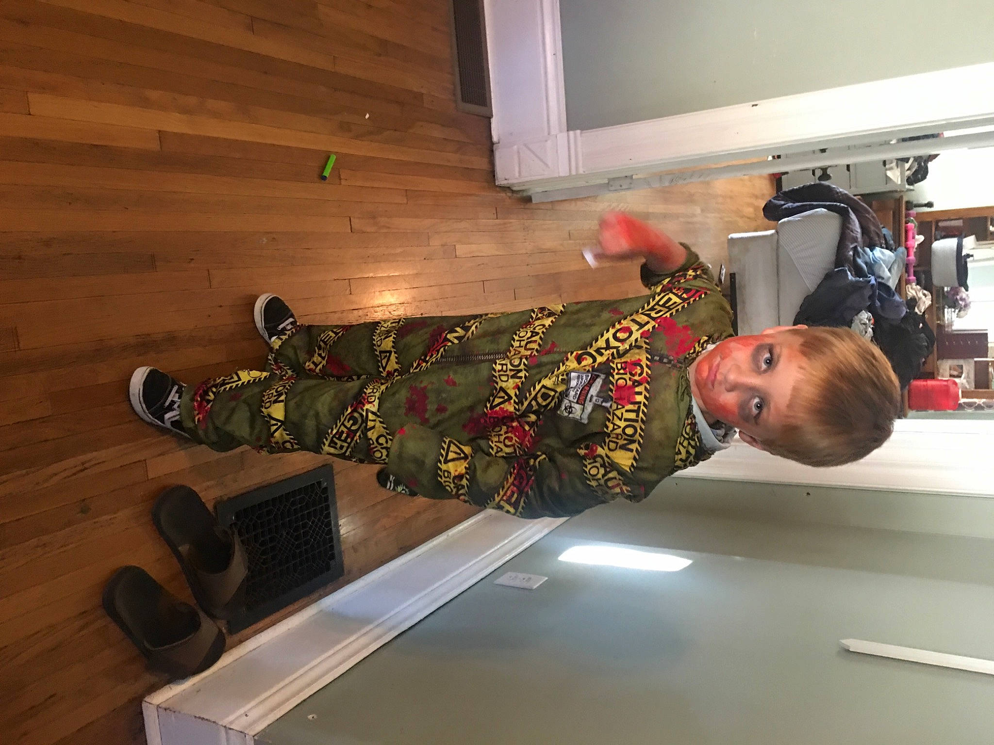 Kameron joined the competition — help win amazing prizes! child, comfort, display_device, flooring, fun, hardwood, home_appliance, human_leg, led_backlit_lcd_display, person, room, television, television_set, thigh, toddler, wood