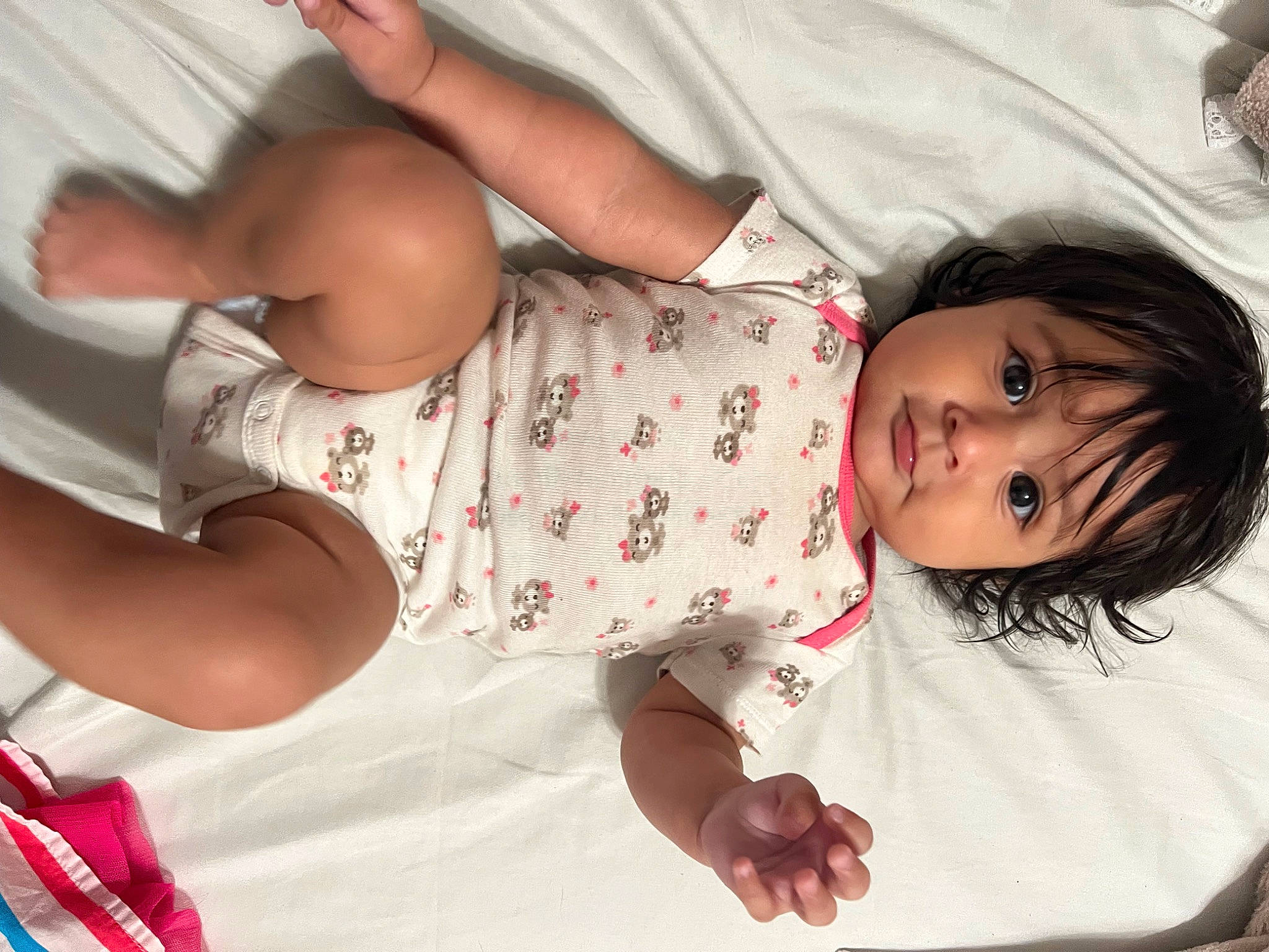 Emilia joined the competition — help win amazing prizes! arm, baby, baby_toddler_clothing, cheek, chest, child, comfort, elbow, finger, happy, human_leg, mouth, pattern, person, pink, product, skin, sleeve, textile, thigh