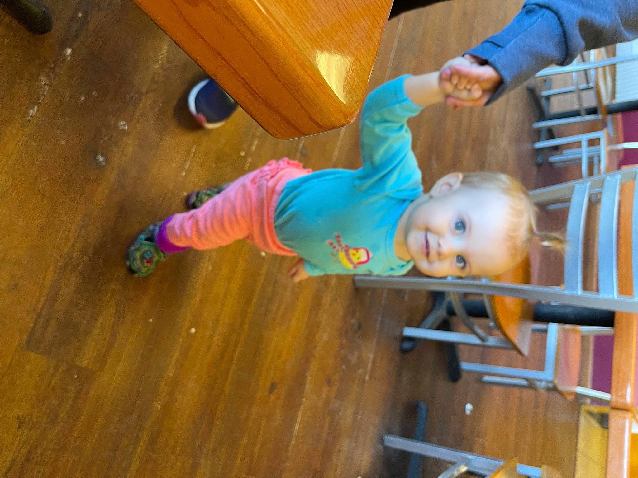 Braylynn joined the competition — help win amazing prizes! baby, baby_safety, baby_toddler_clothing, chair, child, electric_blue, floor, flooring, fun, happy, hardwood, leisure, person, play, room, smile, toddler, varnish, wood, wood_flooring