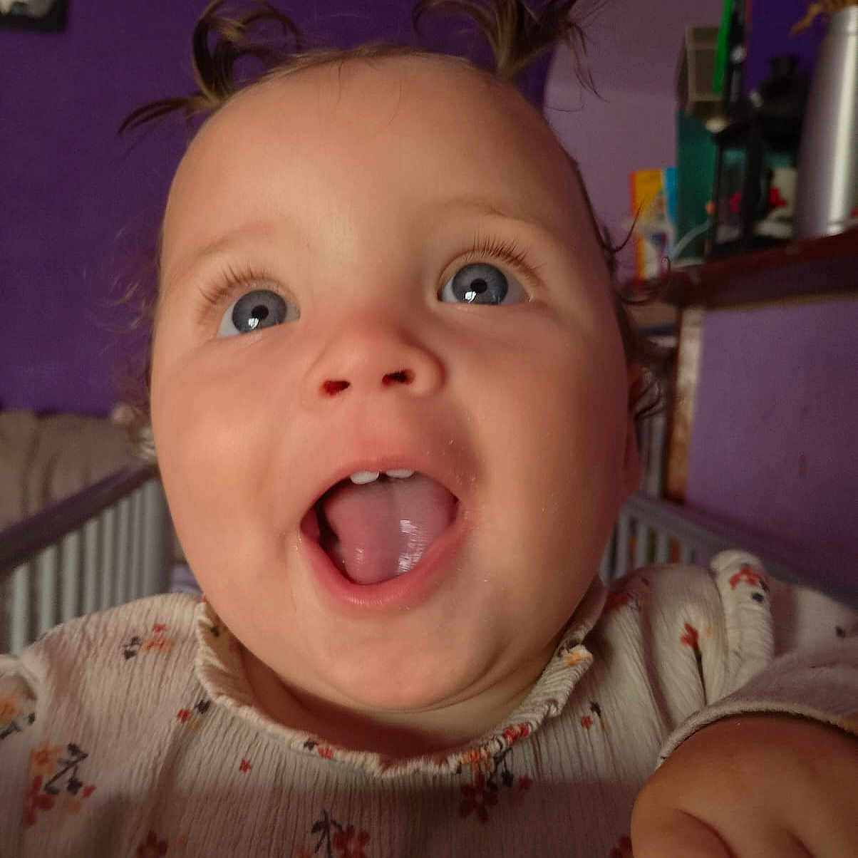 Siarrah joined the competition — help win amazing prizes! baby, babylaughing, bed, bodypart, crib, face, furniture, happy, head, indoors, infantbed, laughing, mouth, person, photography, portrait, selfie, smile, teeth, tongue