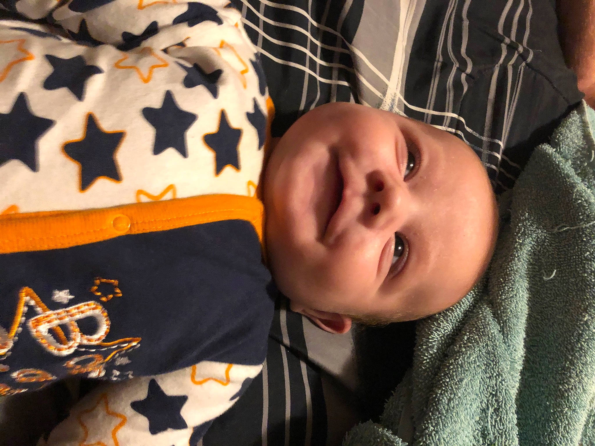 Malikai is registered to the contest to win money with this photo: baby, baby_toddler_clothing, cheek, child, cool, lip, orange, pattern, person, toddler