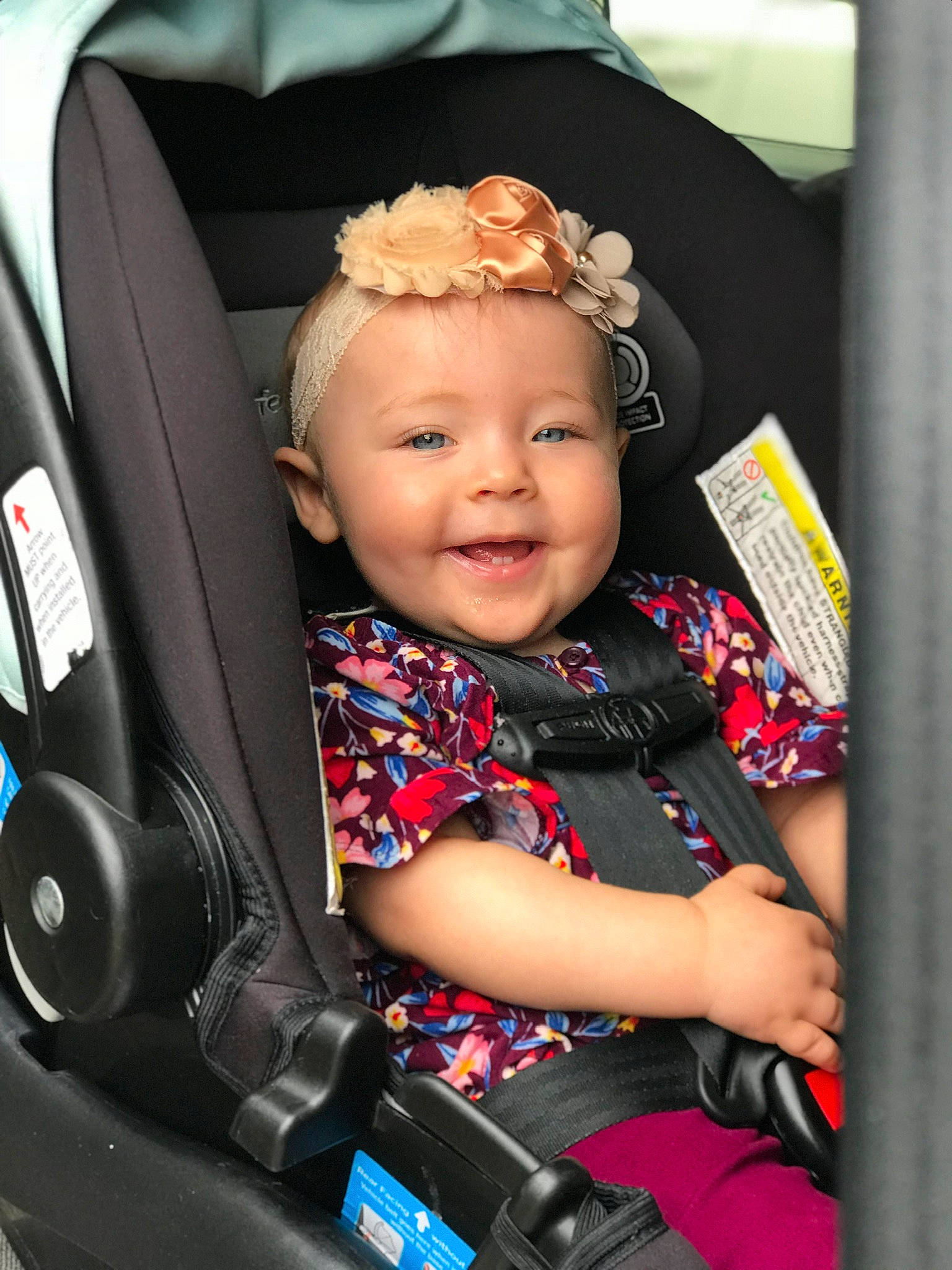 Roxy is registered to the contest to win money with this photo: auto_part, baby, baby_carriage, baby_in_car_seat, baby_products, car_seat, car_seat_cover, child, joy, person, product, seat_belt, toddler