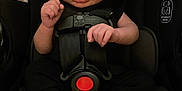 Jayce joined the competition — help win amazing prizes! baby, infant, car_seat, black_clothing, safety_harness, wide_eyes, indoor, seat, child, cute, small_hands, footwear, expression, headrest, straps, warning_labels, newborn, portrait, human, young