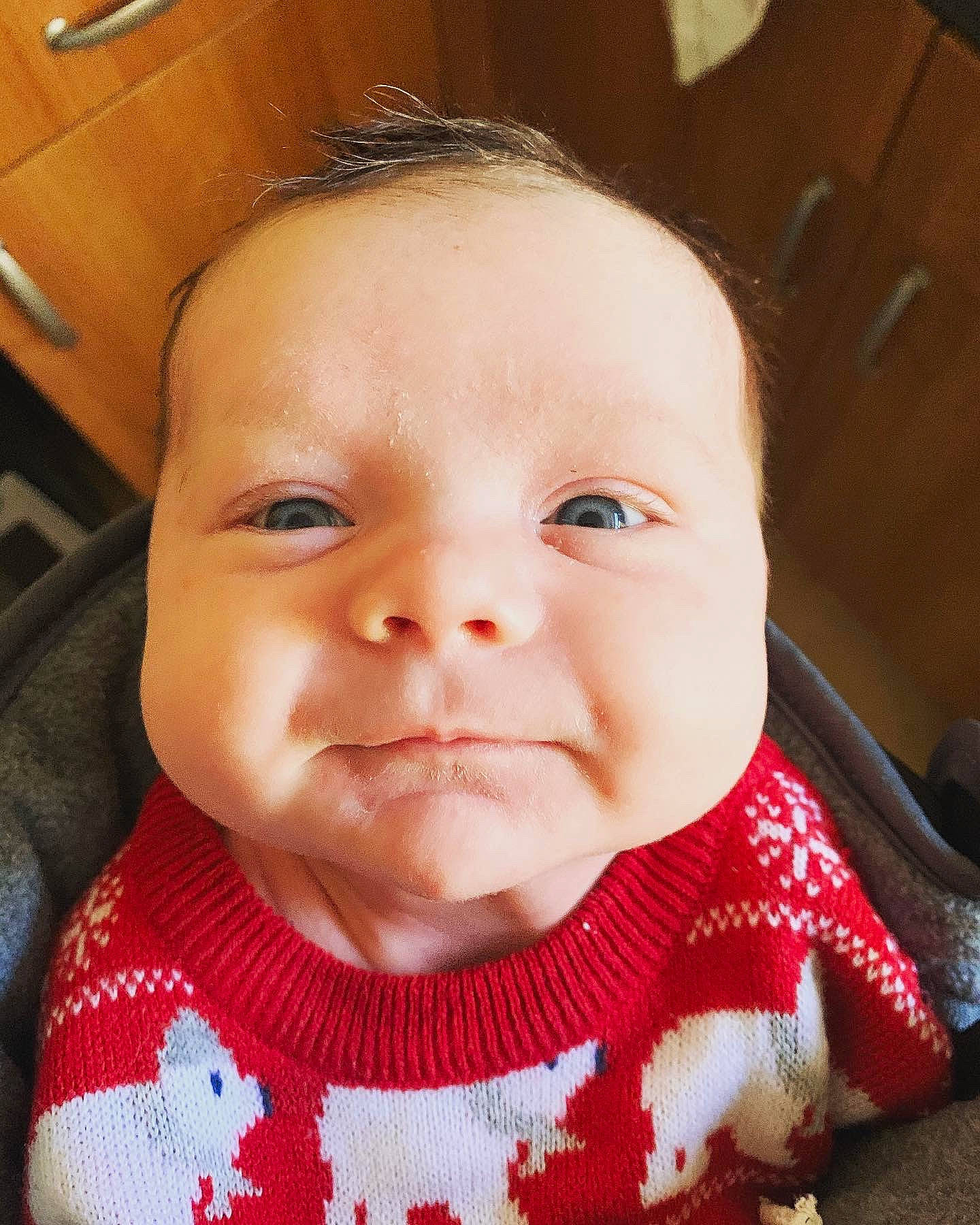 Bonnie joined the competition — help win amazing prizes! baby, baby_making_funny_faces, cheek, child, chin, close_up, eye, face, facial_expression, forehead, happy, head, joy, lip, mouth, nose, person, red, skin, smile