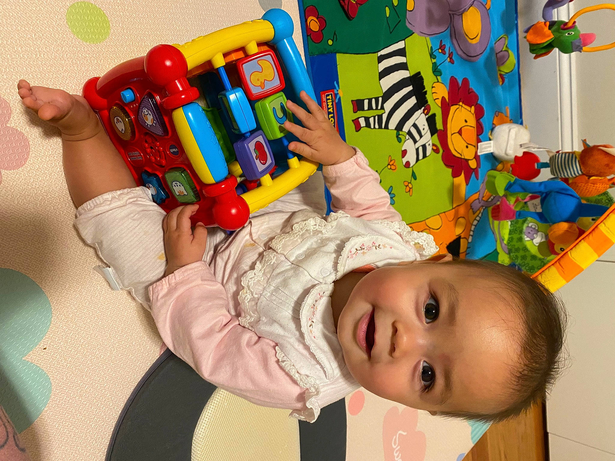 Kailin is registered to the contest to win money with this photo: baby, baby_playing_with_toys, baby_products, baby_toddler_clothing, baby_toys, child, fun, happy, kindergarten, leisure, nursery, person, plastic, play, product, room, stuffed_toy, toddler, toy, toy_block