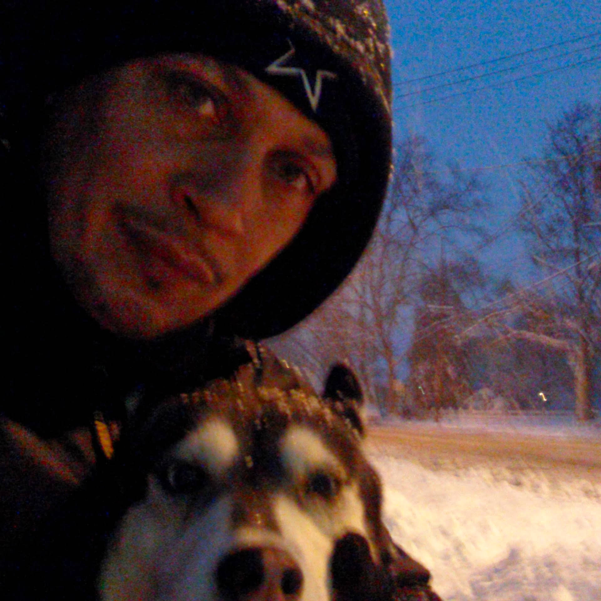 Isis is registered to the contest to win money with this photo: cap, carnivore, companion_dog, dog, dog_breed, eyewear, fawn, freezing, fun, happy, human_body, jaw, nose, recreation, sky, snout, snow, tree, winter, working_animal