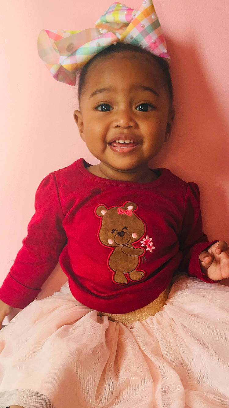 Jazmin joined the competition — help win amazing prizes! baby, baby_toddler_clothing, cheek, child, fawn, fun, hair_accessory, happy, head, joy, magenta, person, pink, red, skin, smile, toddler